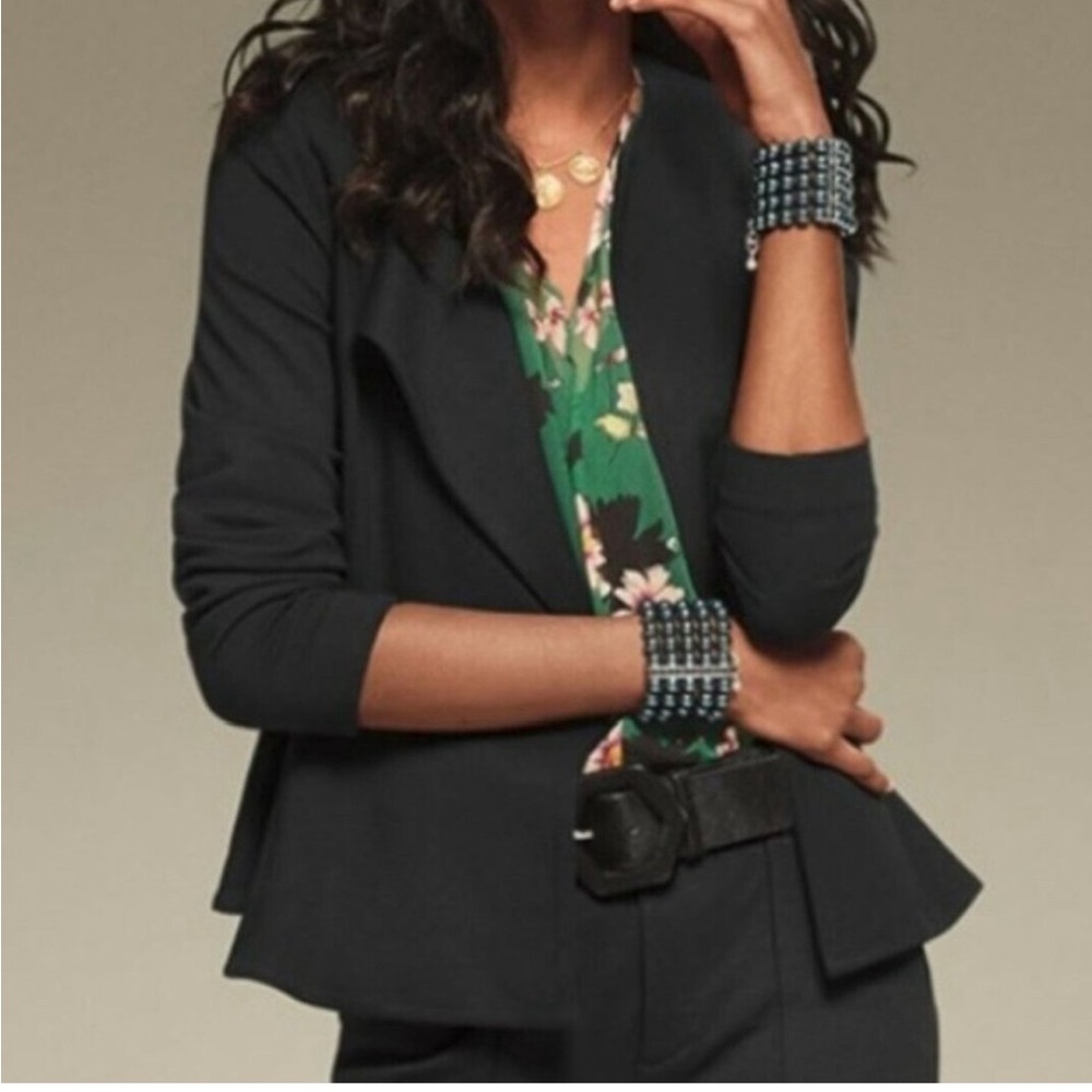 Cabi Women's Agency Double Snap Front Peplum Ponte Blazer Jacket Size 4